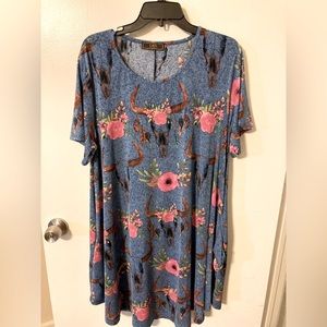Western print lounge dress/ coverup